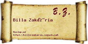 Billa Zakária névjegykártya